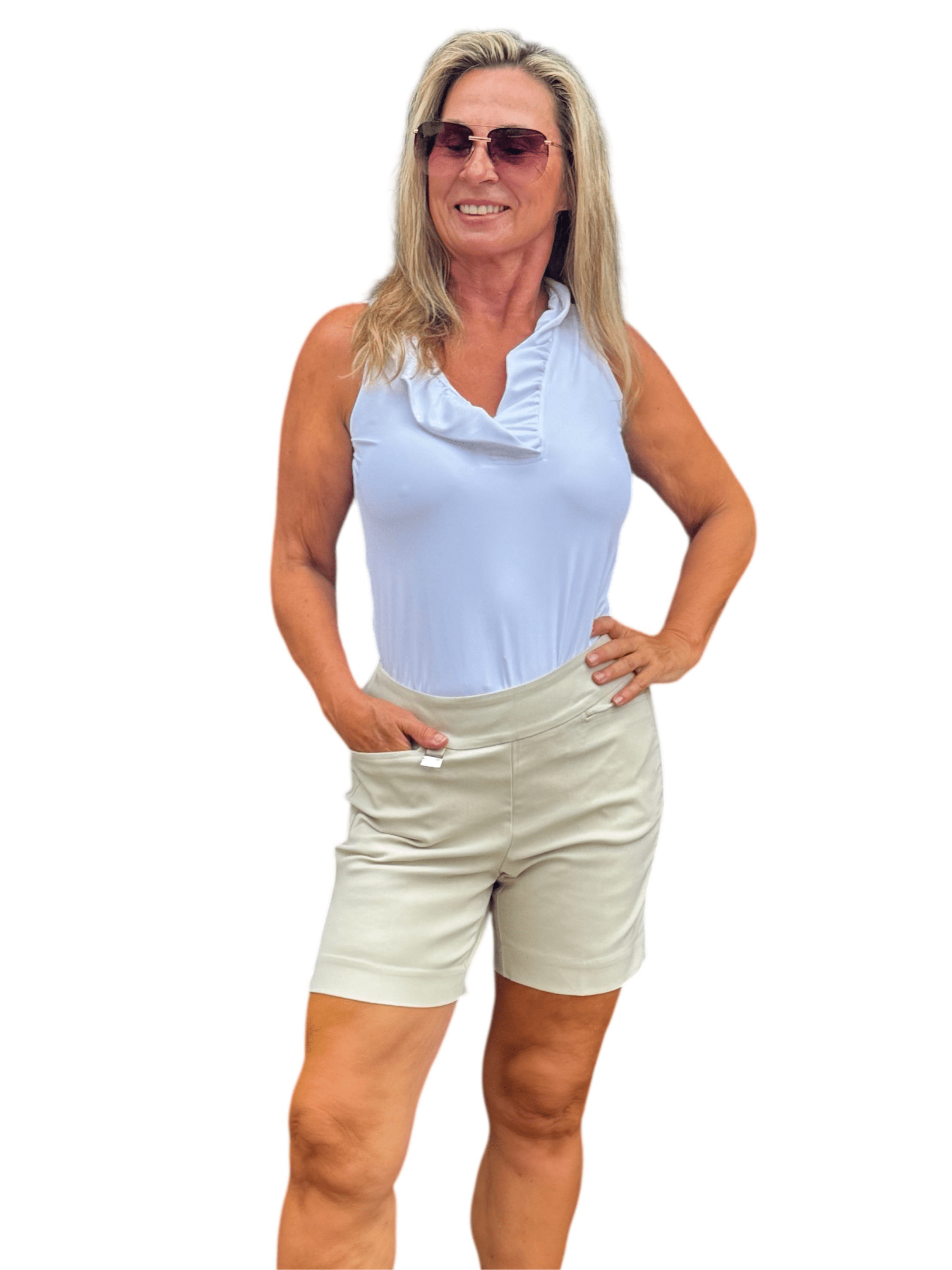 6" Inseam Pull-on Stretch Shorts Stone