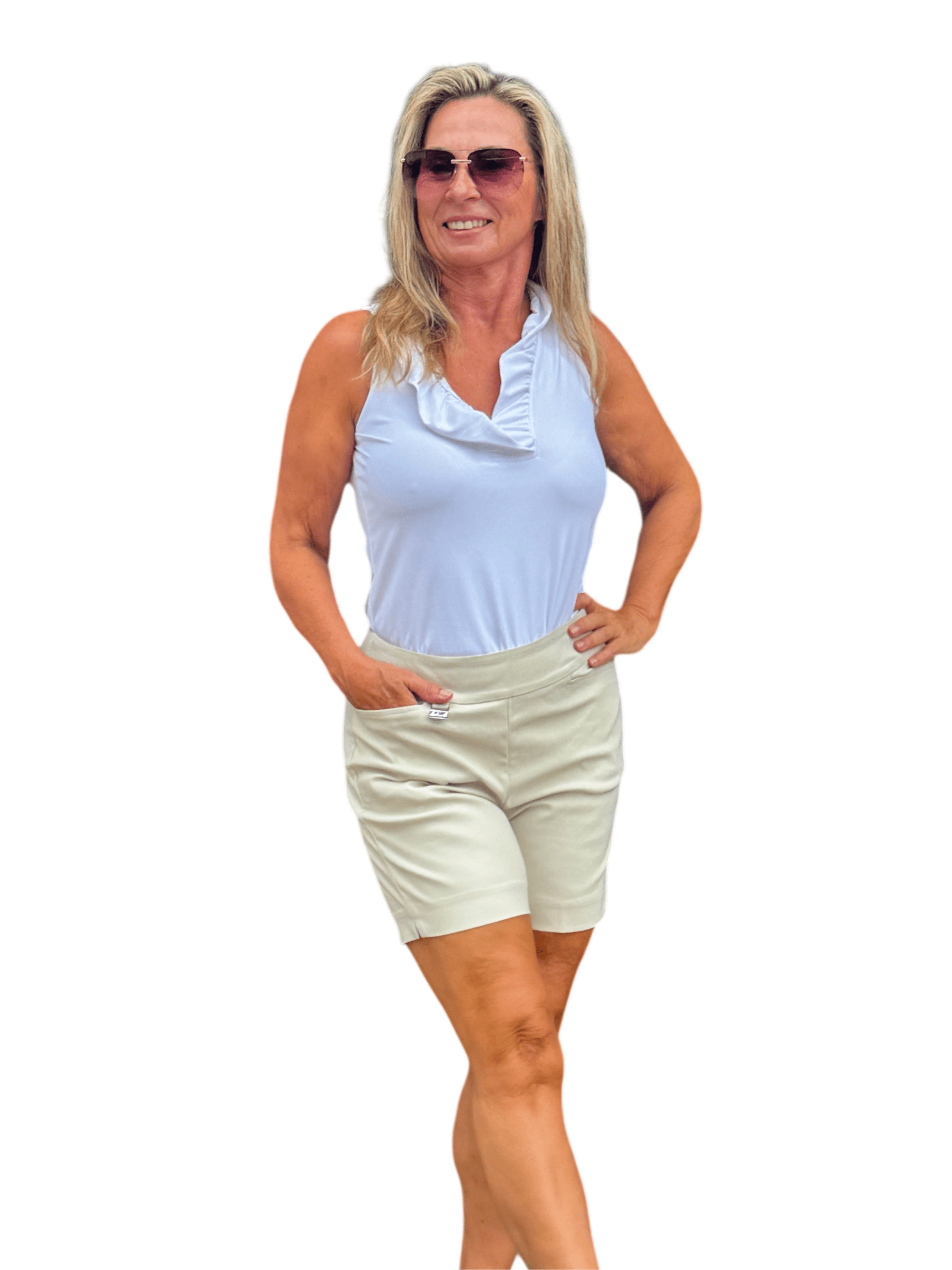 6" Inseam Pull-on Stretch Shorts Stone