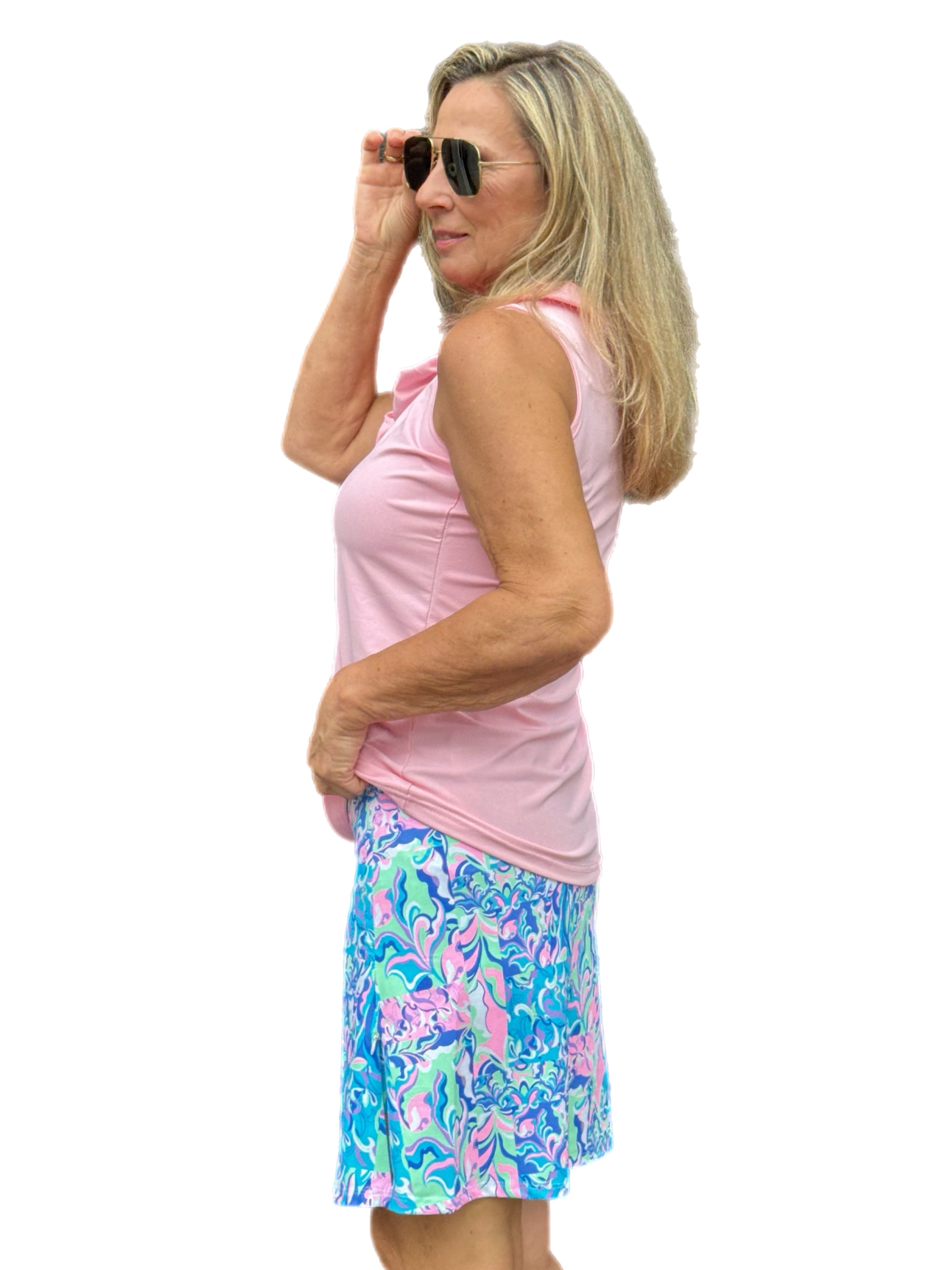 Ruffle-Neck Top with UPF50+ Soft Pink - Back of the Bay Boutique