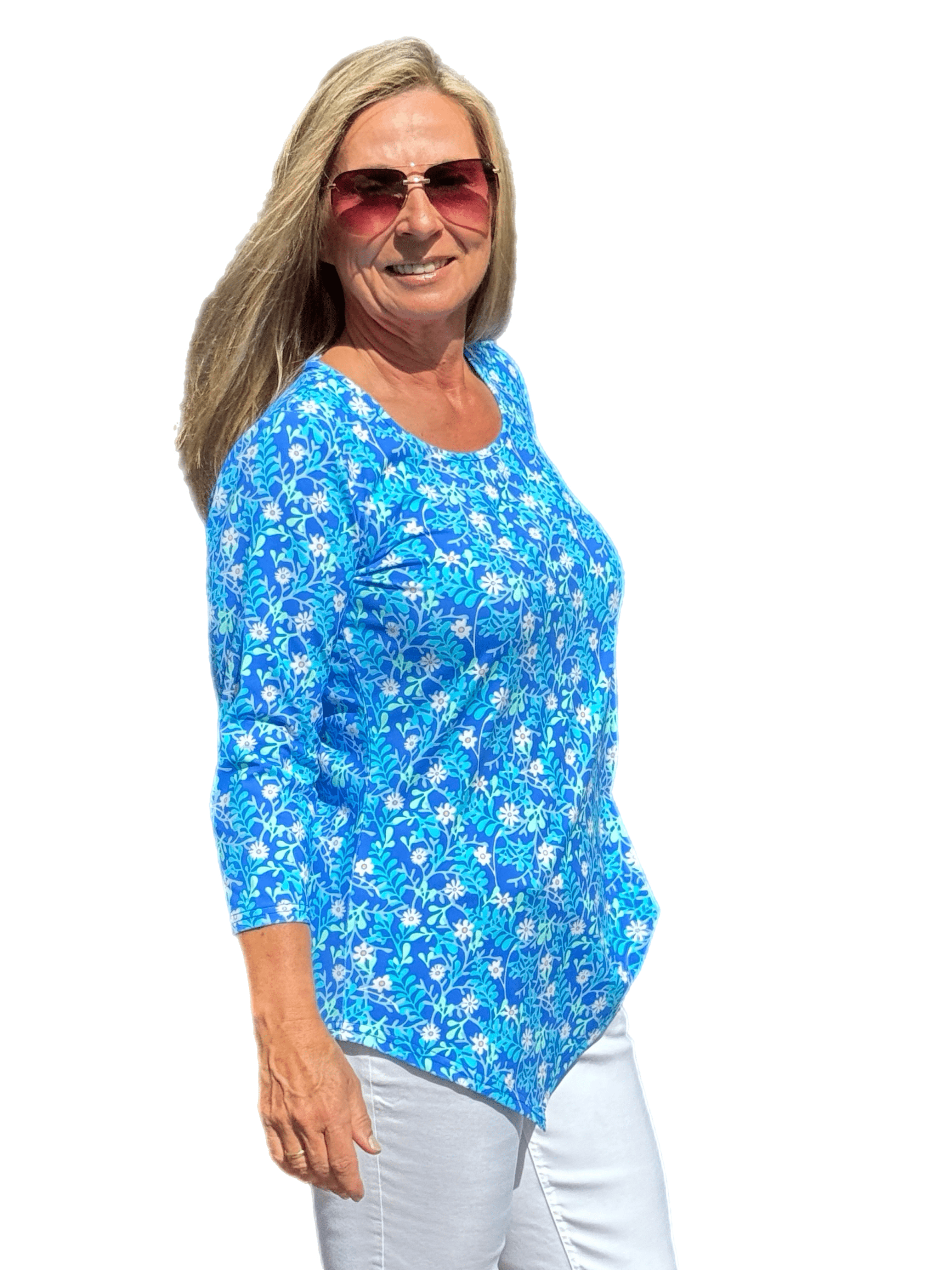 Asymmetrical Hemline Top with UPF50+ Summer Breeze Daisy - Back of the Bay Boutique