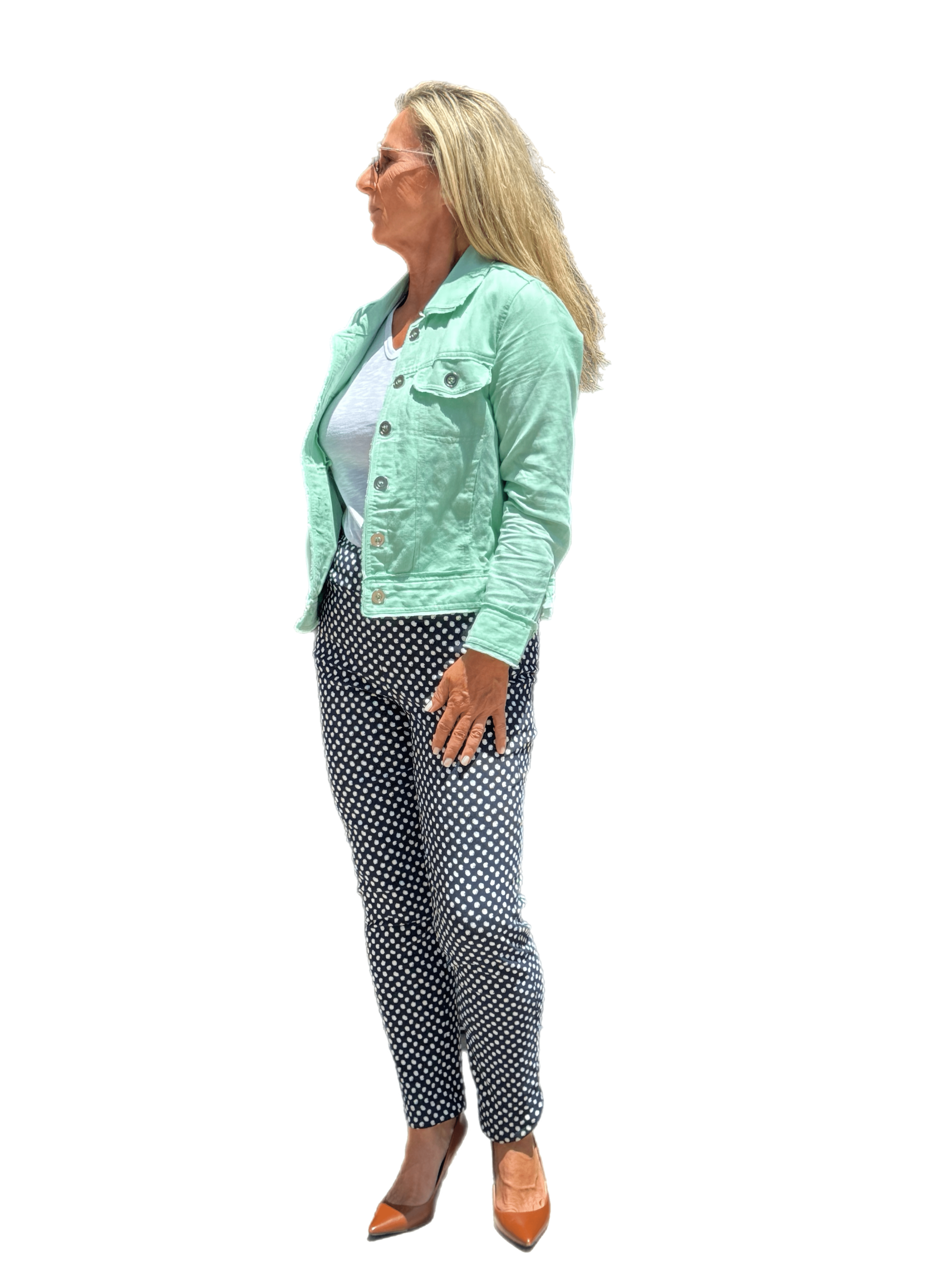Long-Sleeve Linen Jacket Mint Green