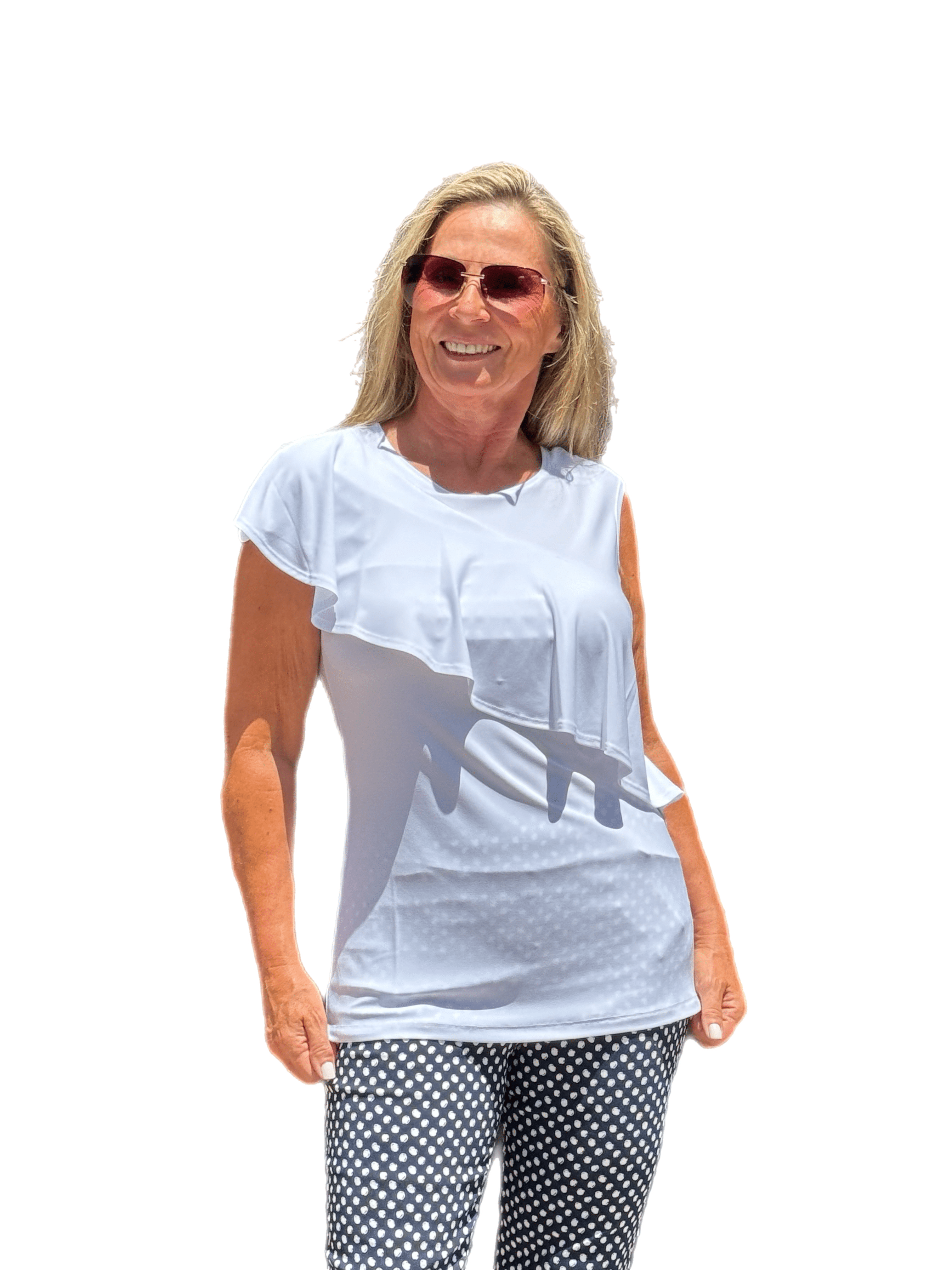 Asymmetrical Ruffle Top White