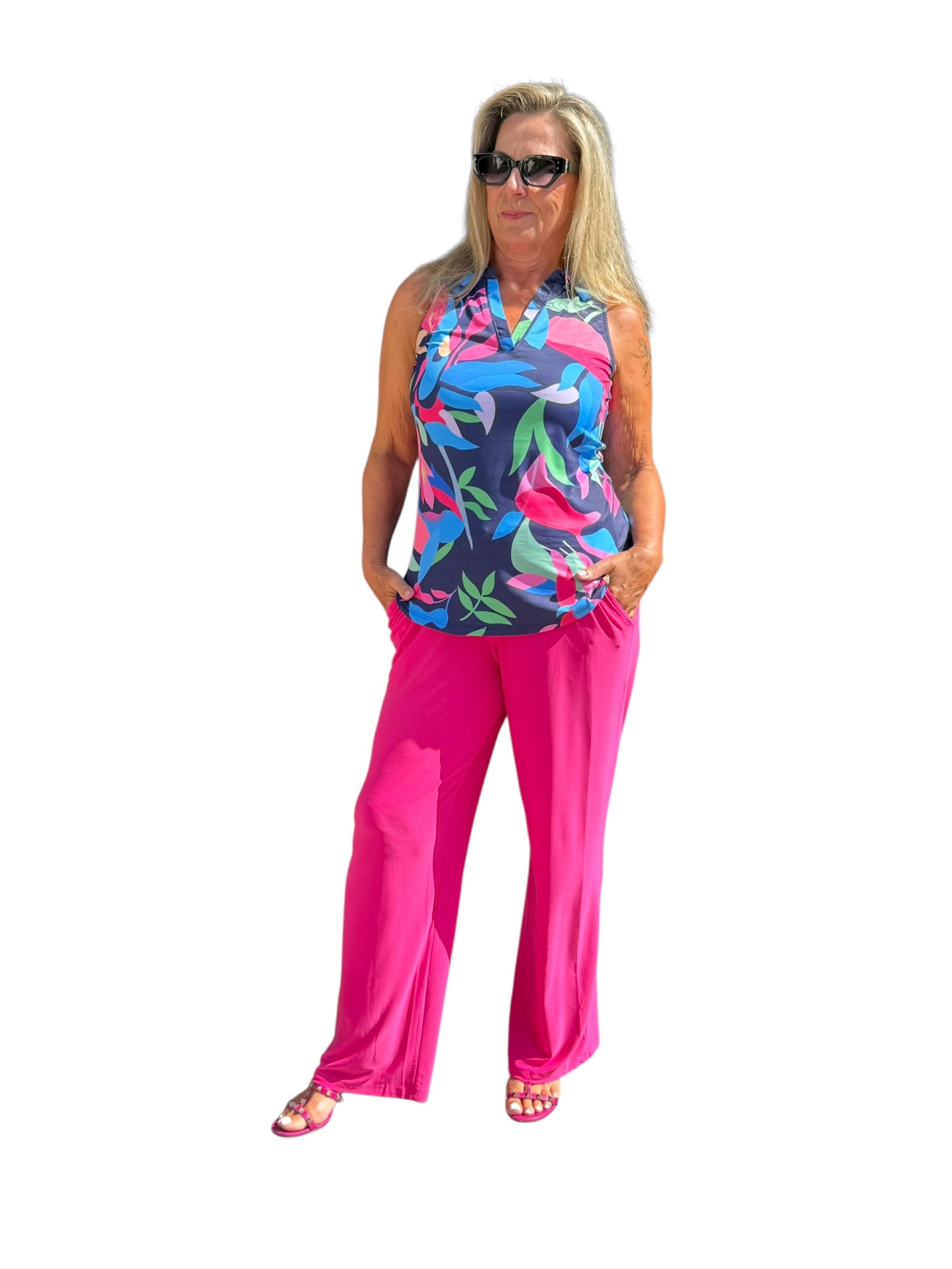 Pull-on Palazzo Pants with UPF50+ Cabaret Pink