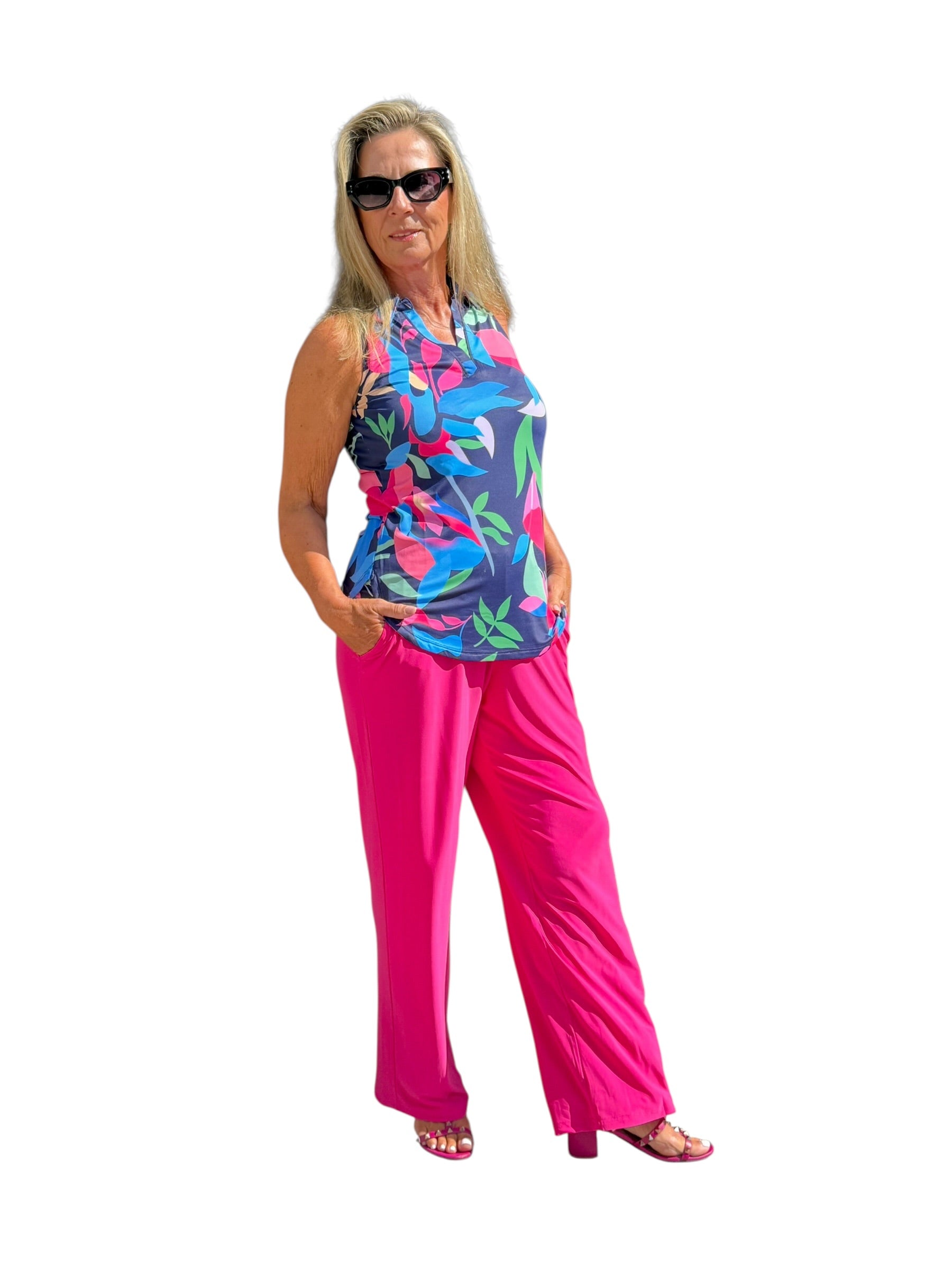 Sleeveless Collared Top with UPF50+ Navy Paradise