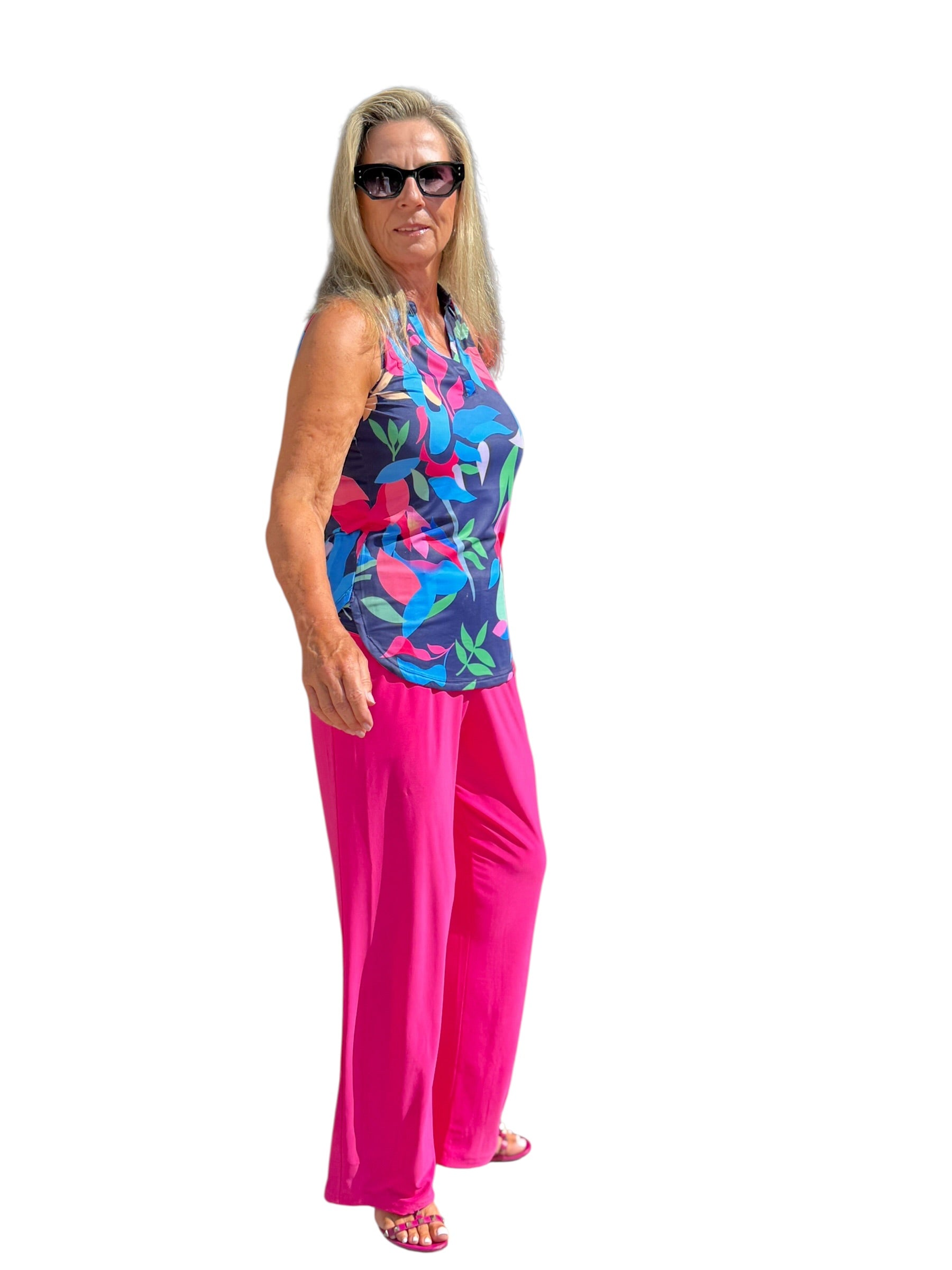 Sleeveless Collared Top with UPF50+ Navy Paradise