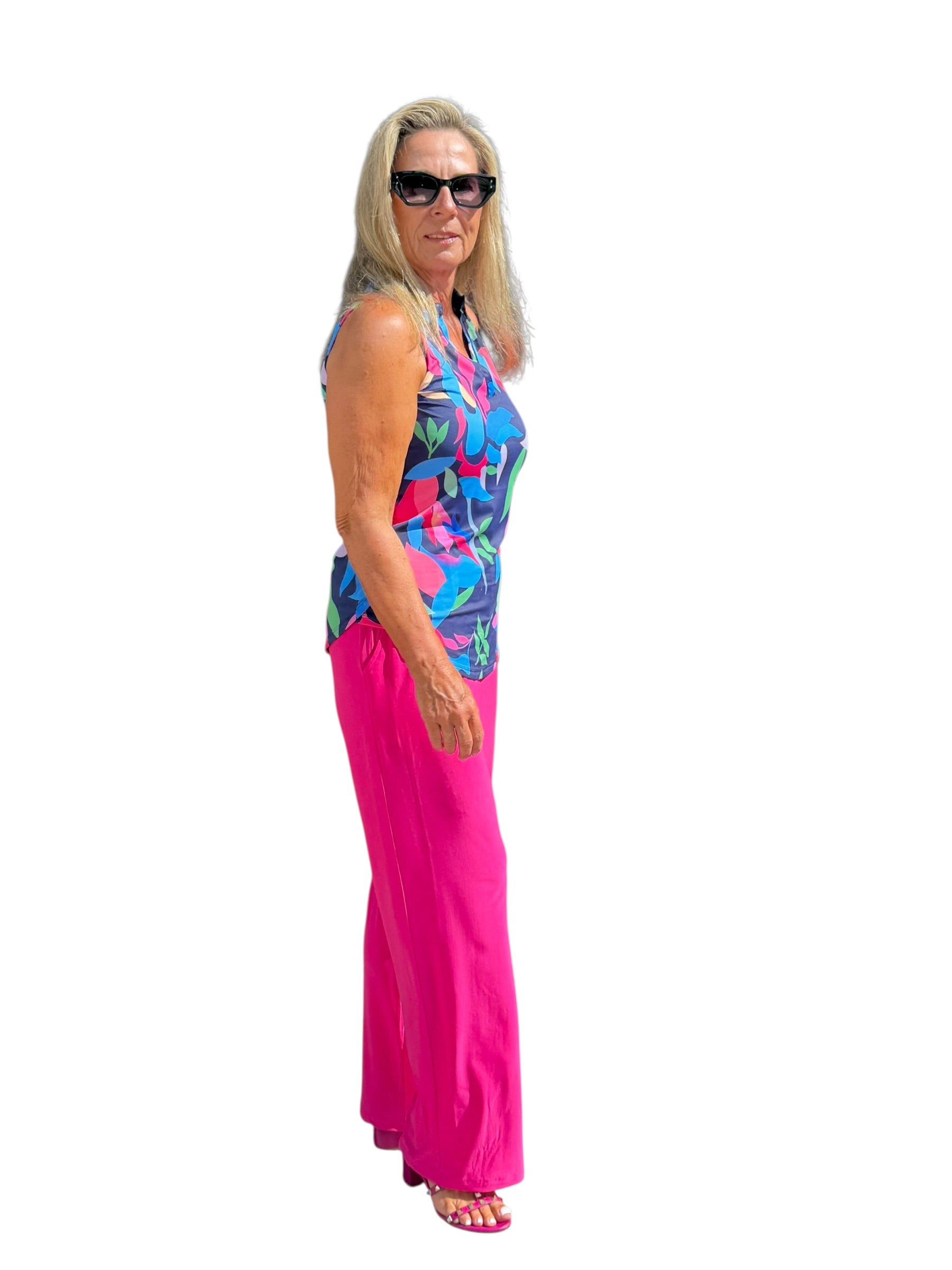 Sleeveless Collared Top with UPF50+ Navy Paradise