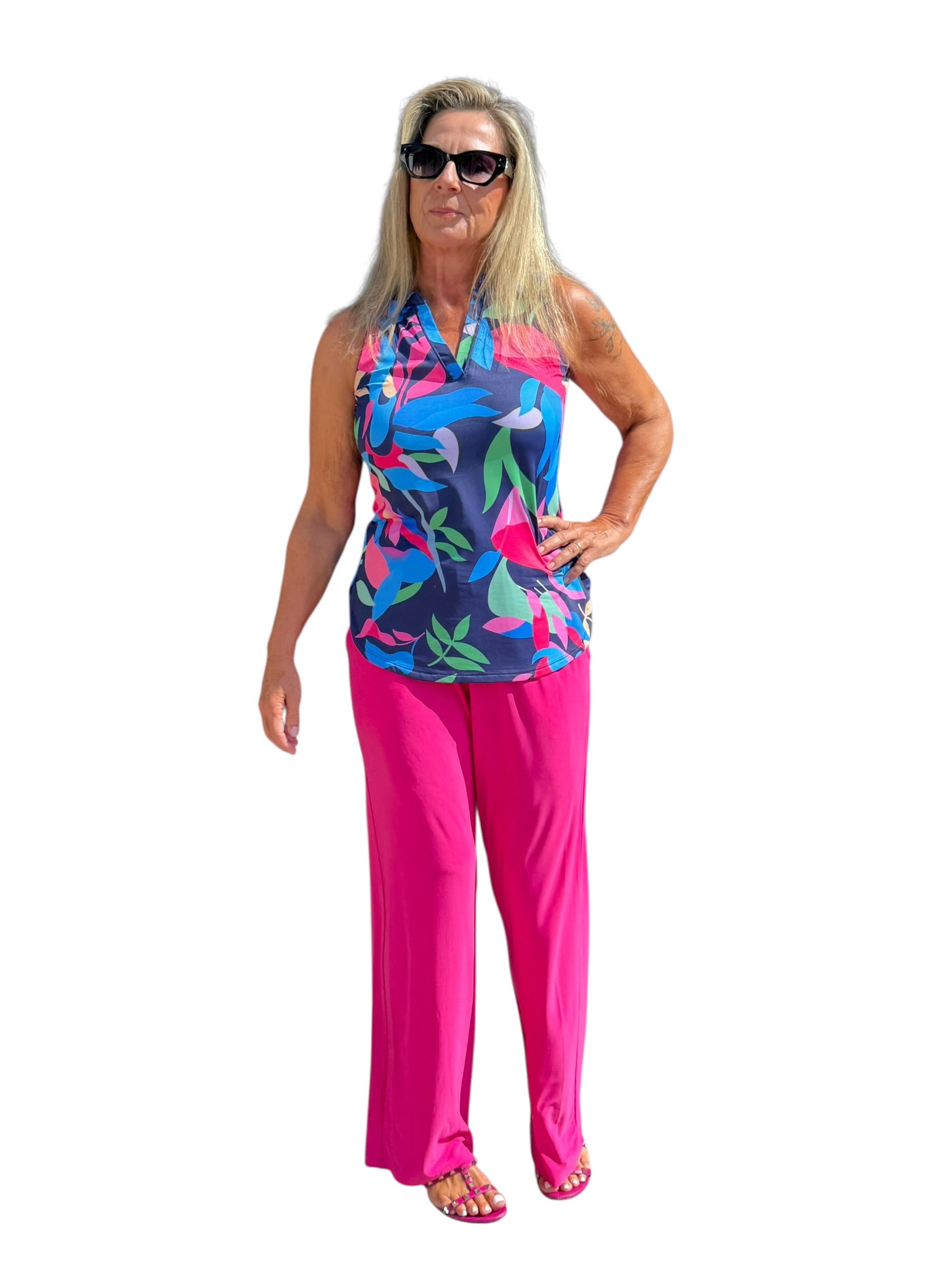 Pull-on Palazzo Pants with UPF50+ Cabaret Pink