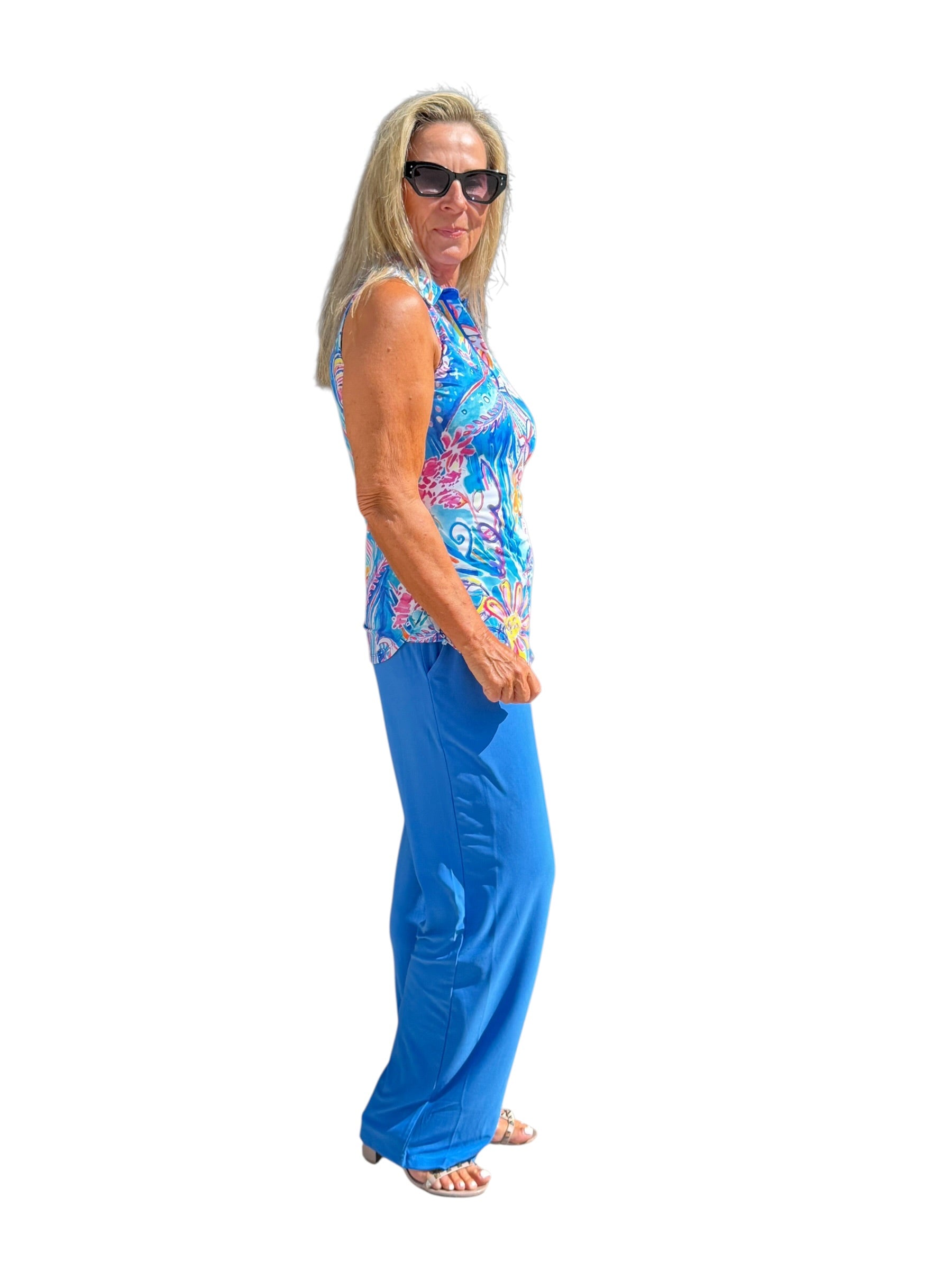 Sleeveless Collared Top with UPF50+ Tropical Reef