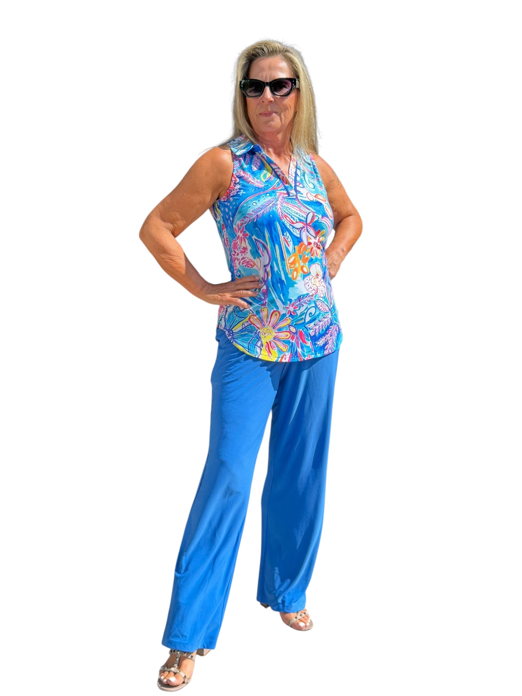 Pull-on Palazzo Pants with UPF50+ Daphinie Blue