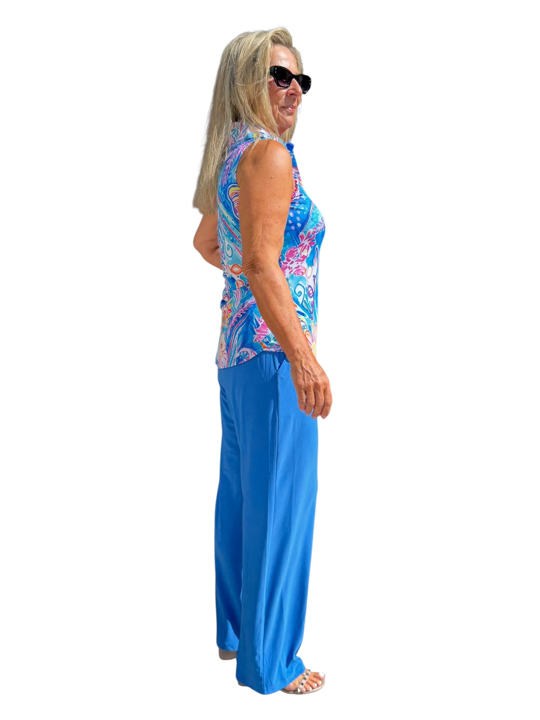 Pull-on Palazzo Pants with UPF50+ Daphinie Blue