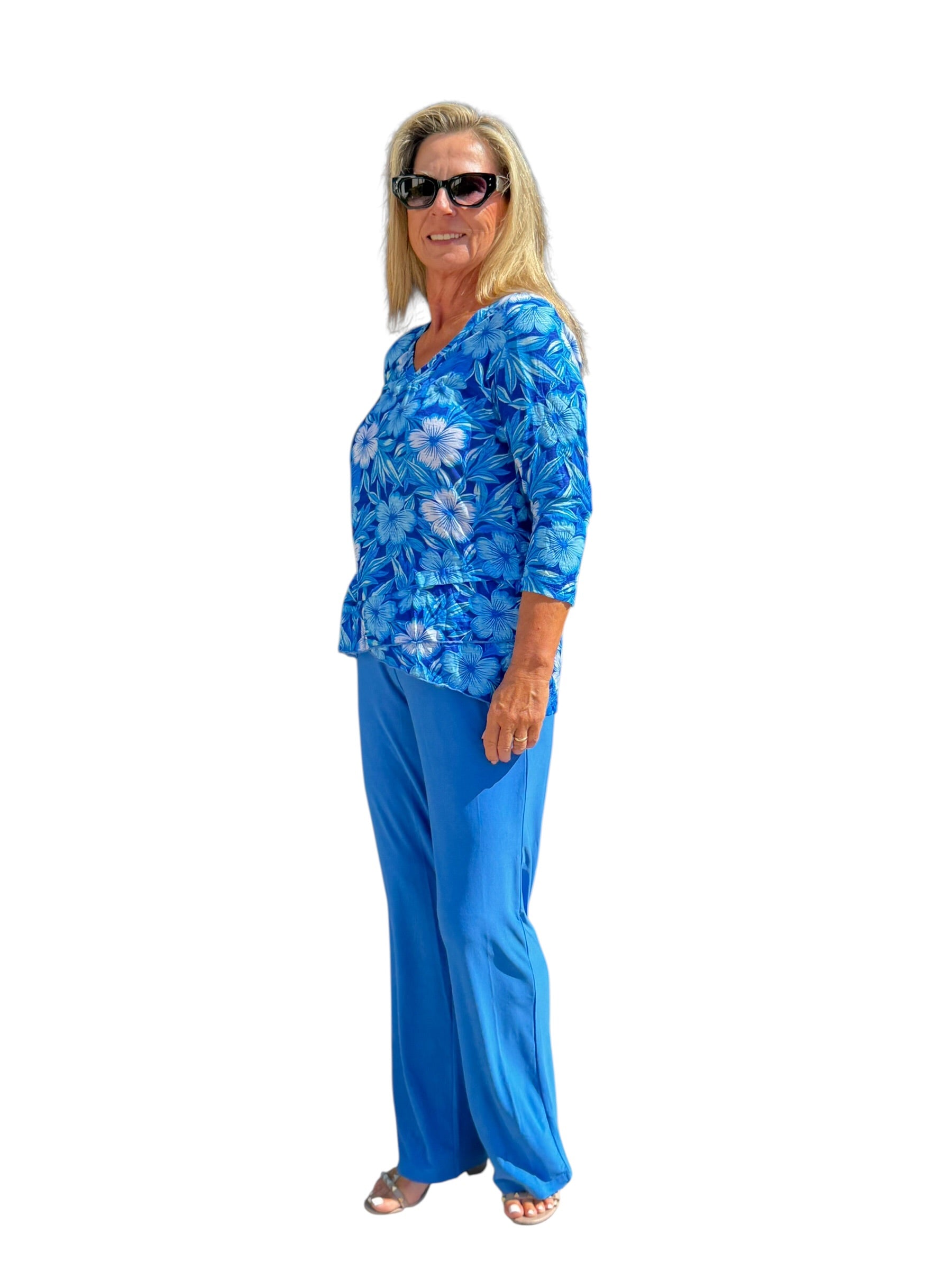 Pull-on Palazzo Pants with UPF50+ Daphinie Blue