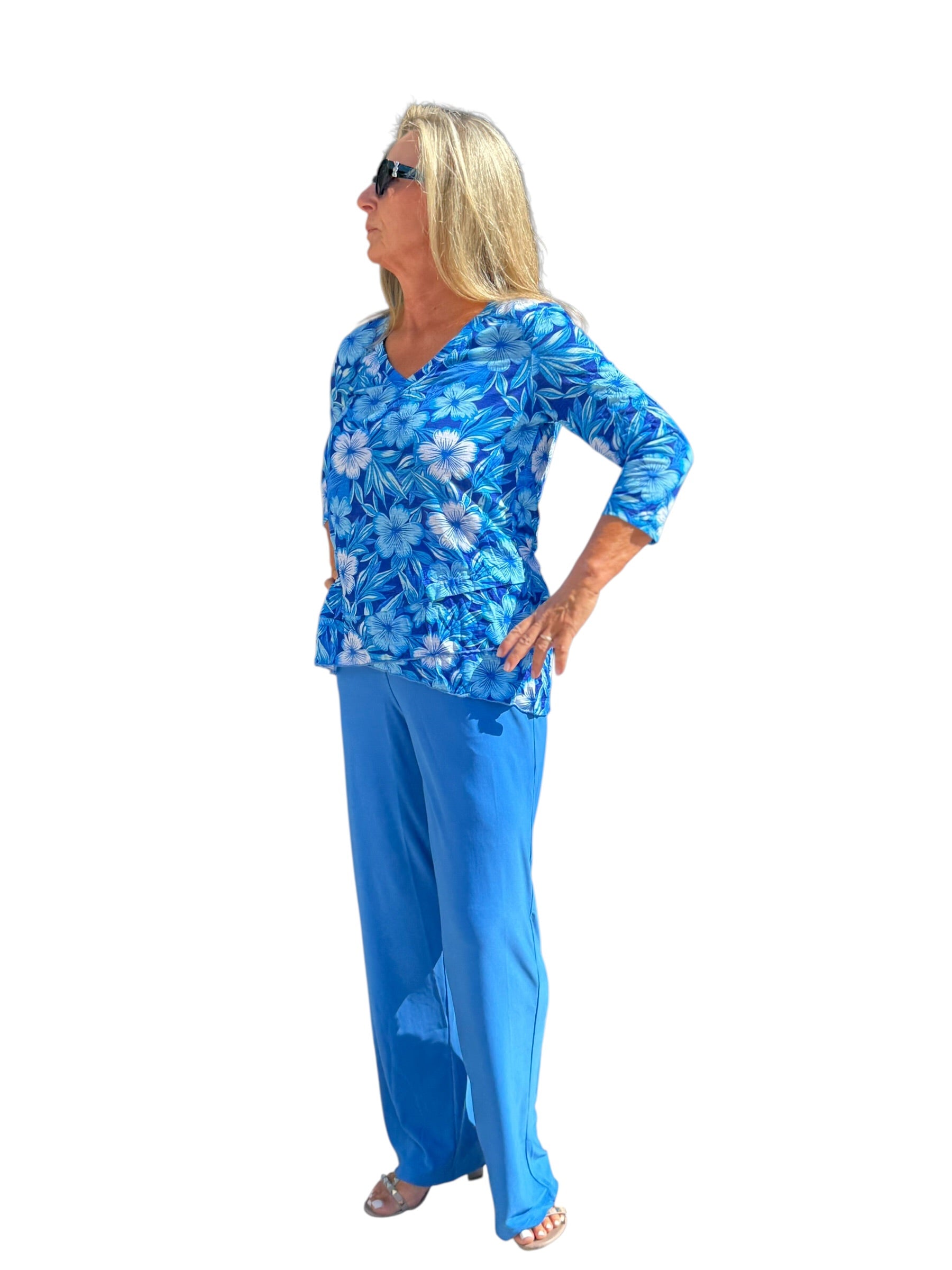 Pull-on Palazzo Pants with UPF50+ Daphinie Blue