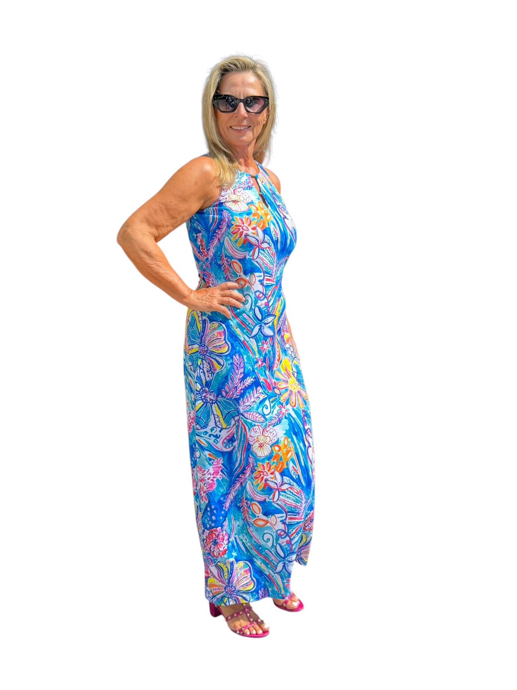 Sleeveless Maxi Dress Tropical Reef