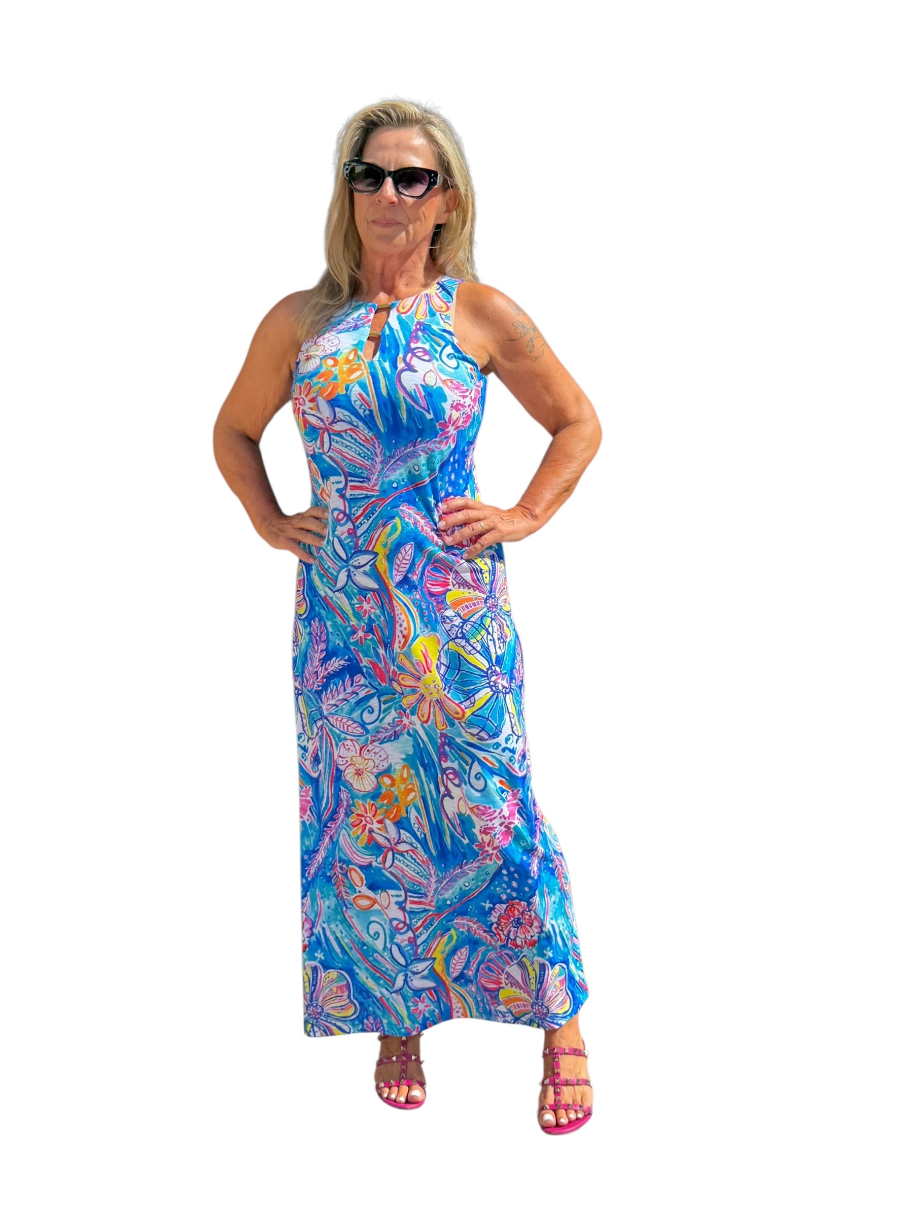 Sleeveless Maxi Dress Tropical Reef