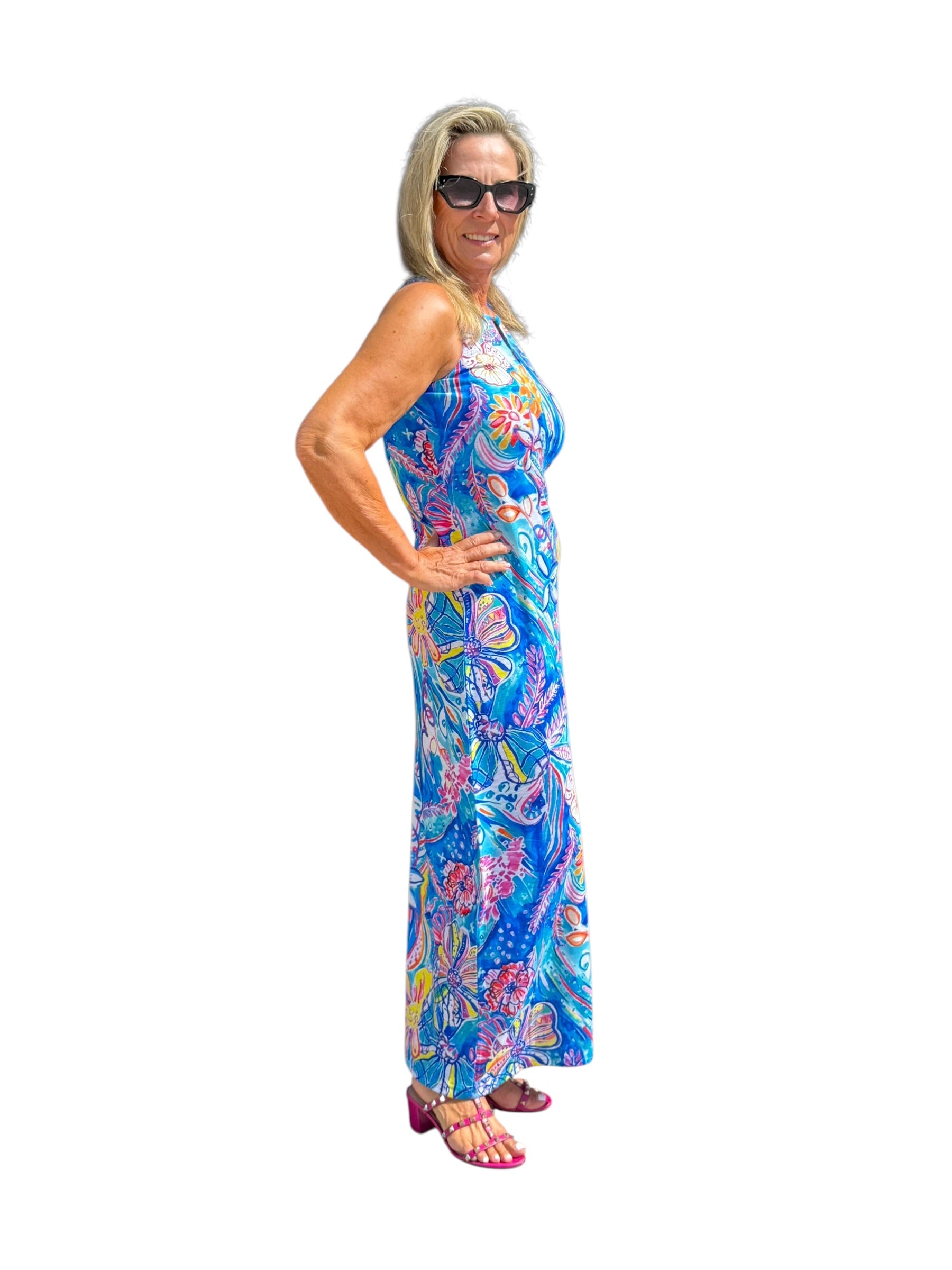 Sleeveless Maxi Dress Tropical Reef