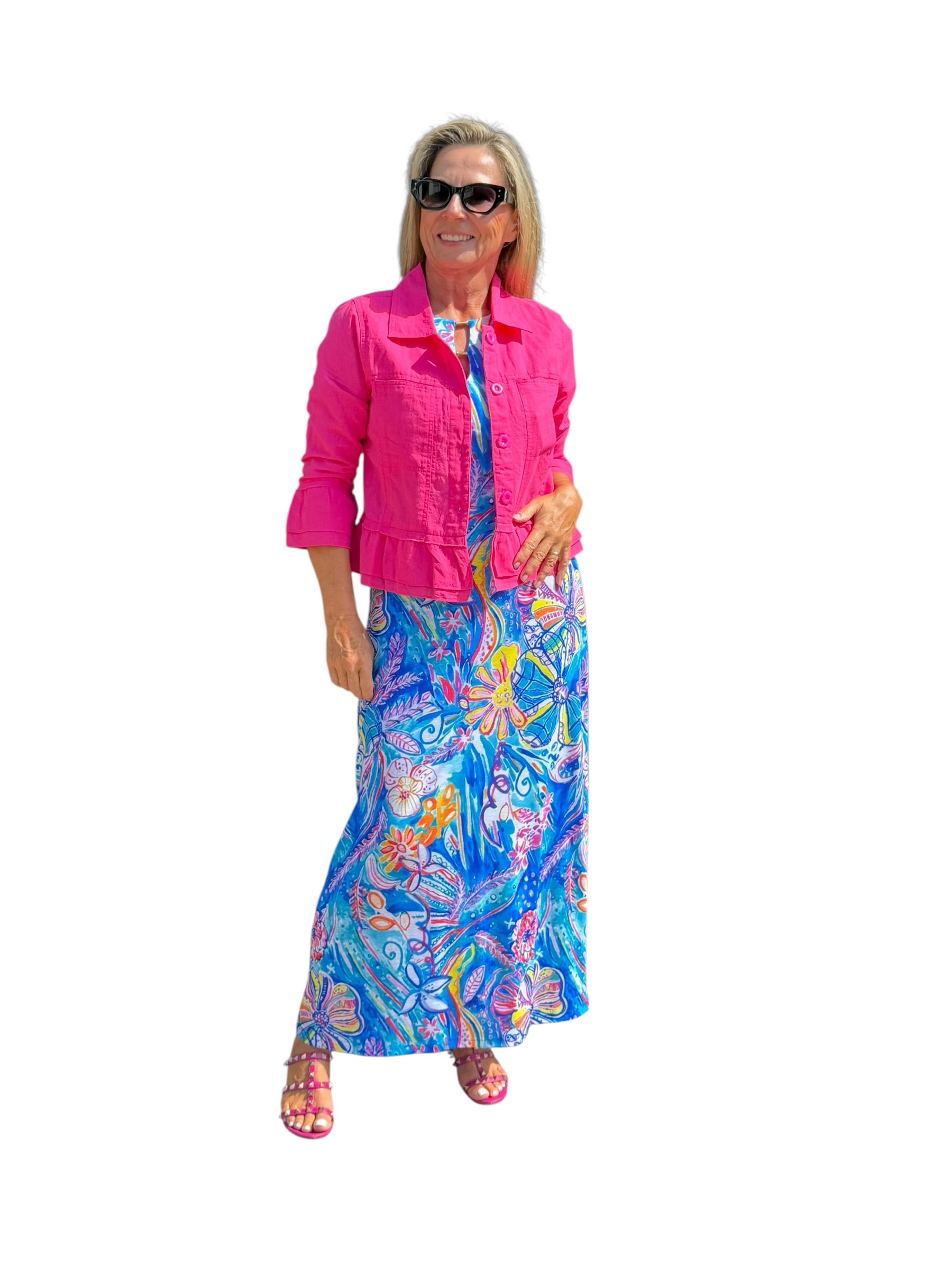 Sleeveless Maxi Dress Tropical Reef