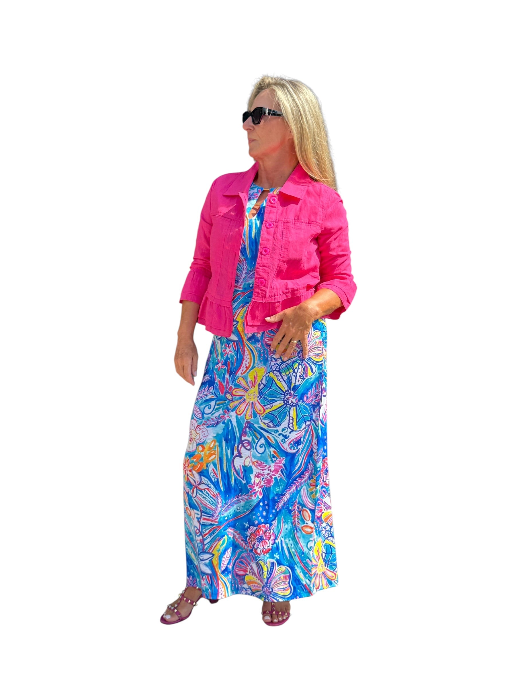 Sleeveless Maxi Dress Tropical Reef