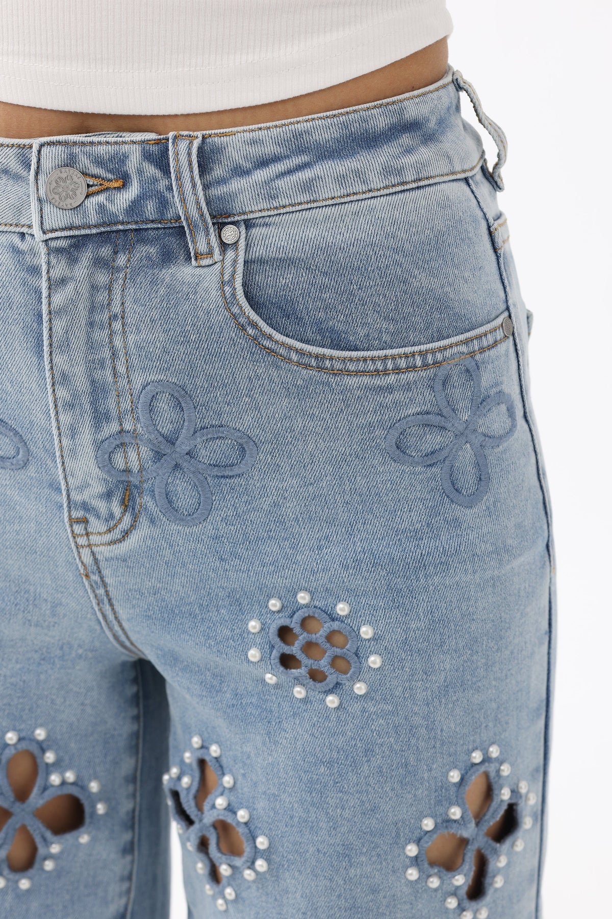 High Rise Straight Jeans Light Blue - Back of the Bay Boutique