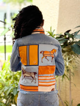 Load image into Gallery viewer, The Light  Denim Jacket / Light Blue with Orange Horse
