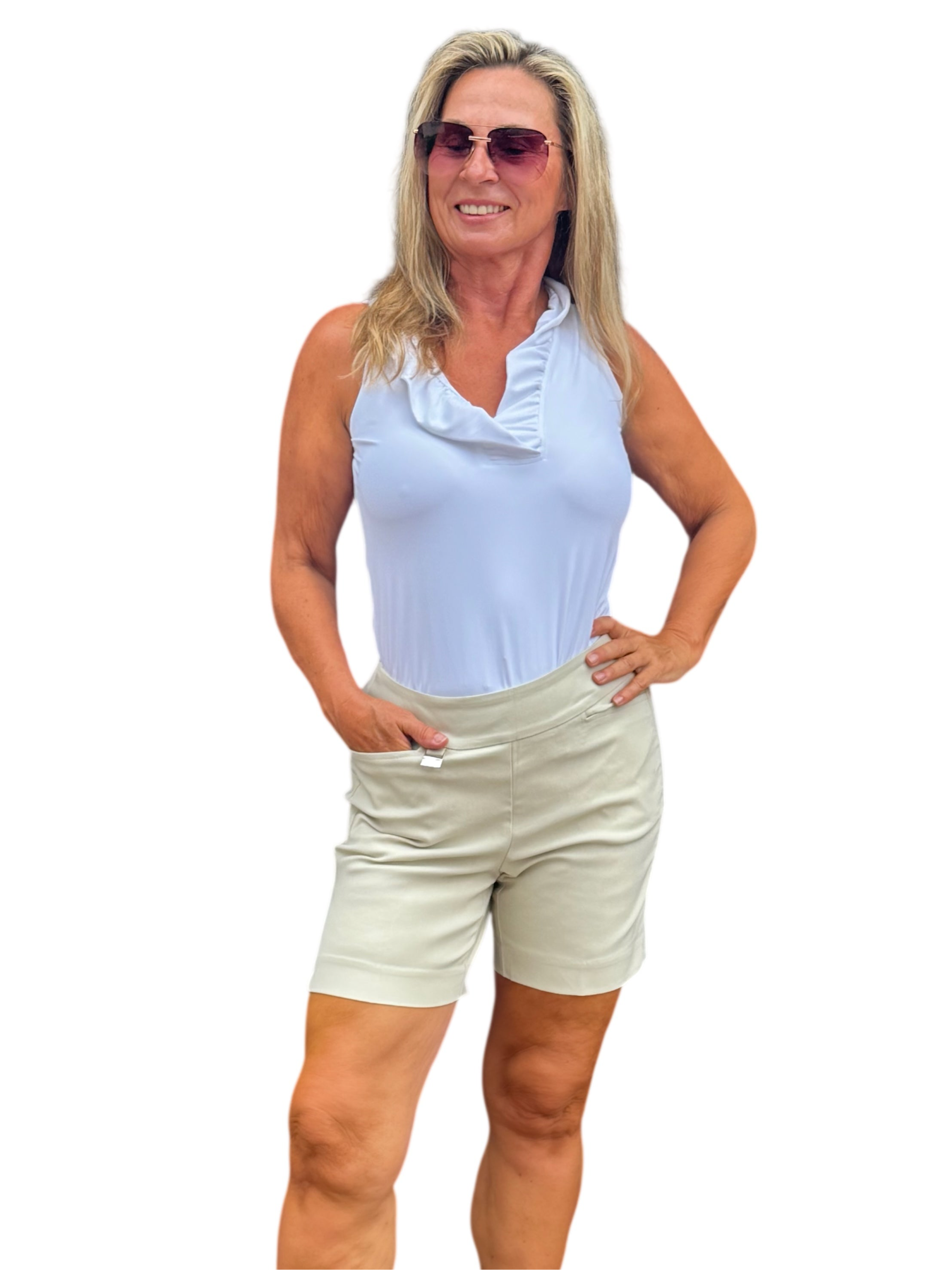 6" Inseam Pull-on Stretch Shorts Stone