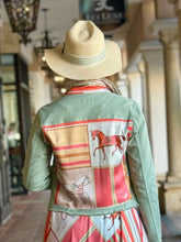 Load image into Gallery viewer, Silk Dress / Sage and Coral Horse
