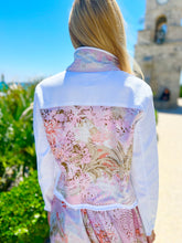 Load image into Gallery viewer, The White Denim Jacket /  Love Pink and Orange
