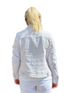 Seersucker Jacket White Beige Stripes
