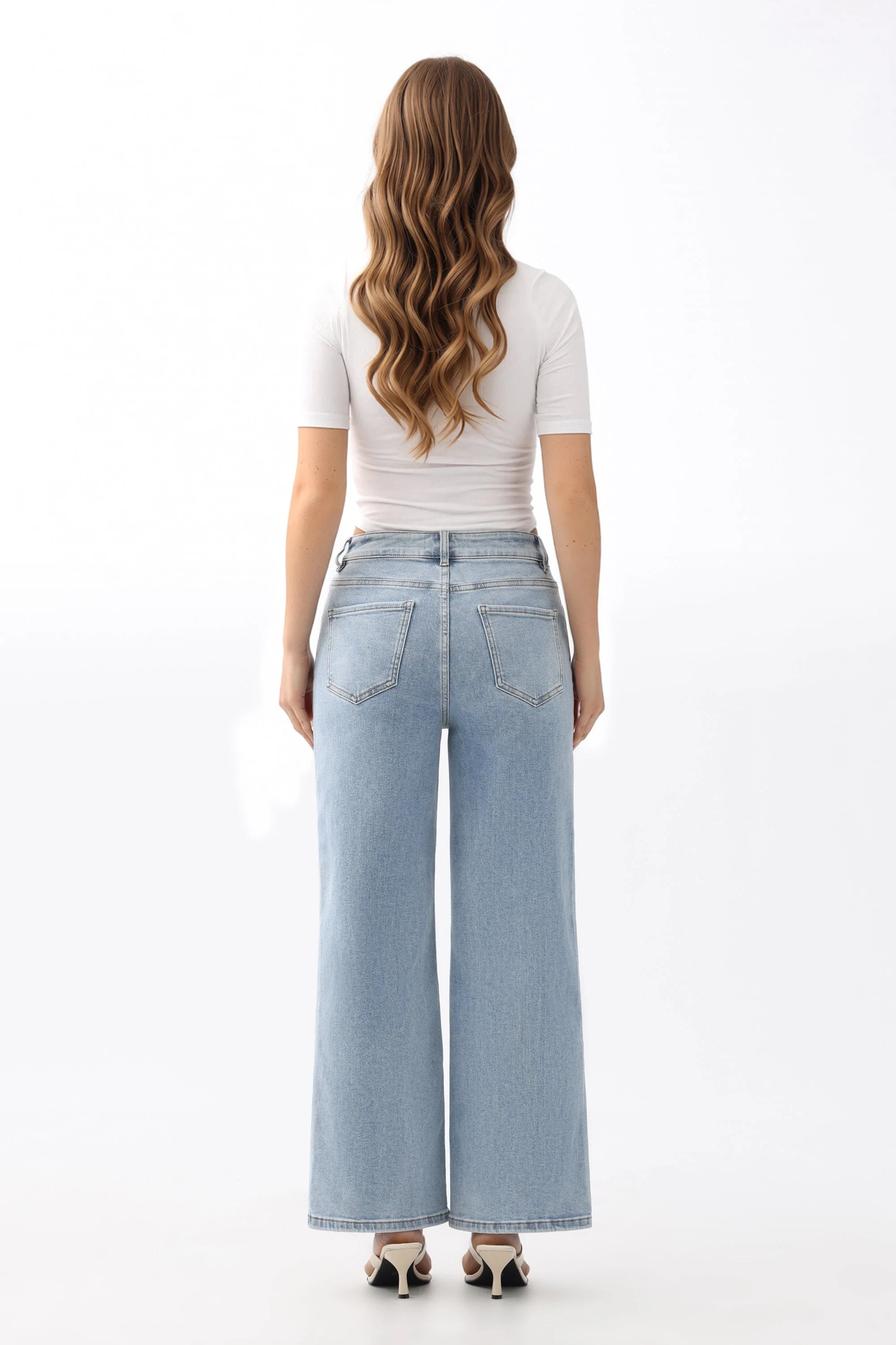 High Rise Straight Jeans Light Blue - Back of the Bay Boutique