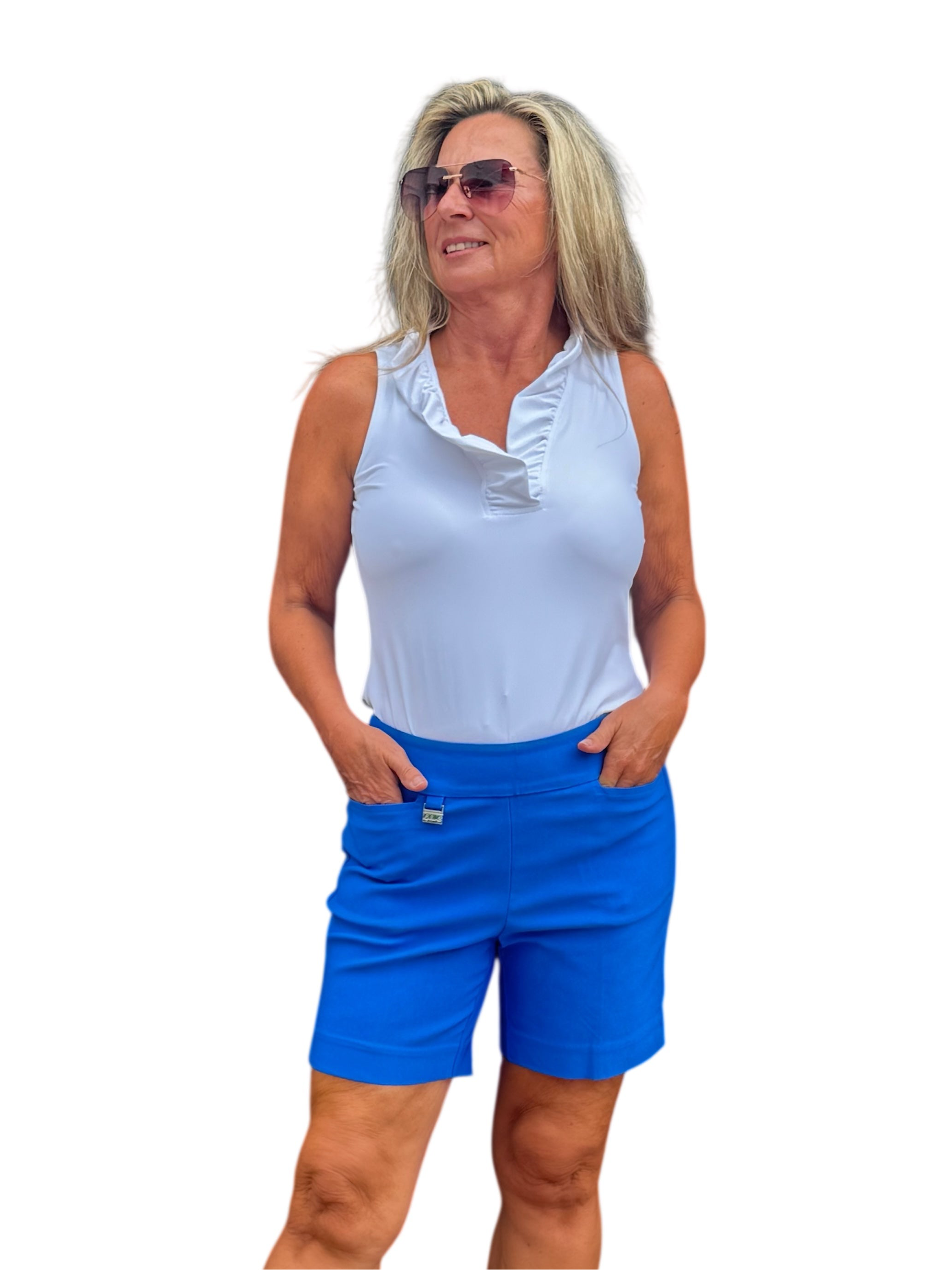 6" Inseam Pull-on Stretch Shorts Blue