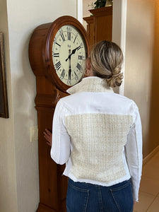 The White Denim Jacket / Tweed White and Cream