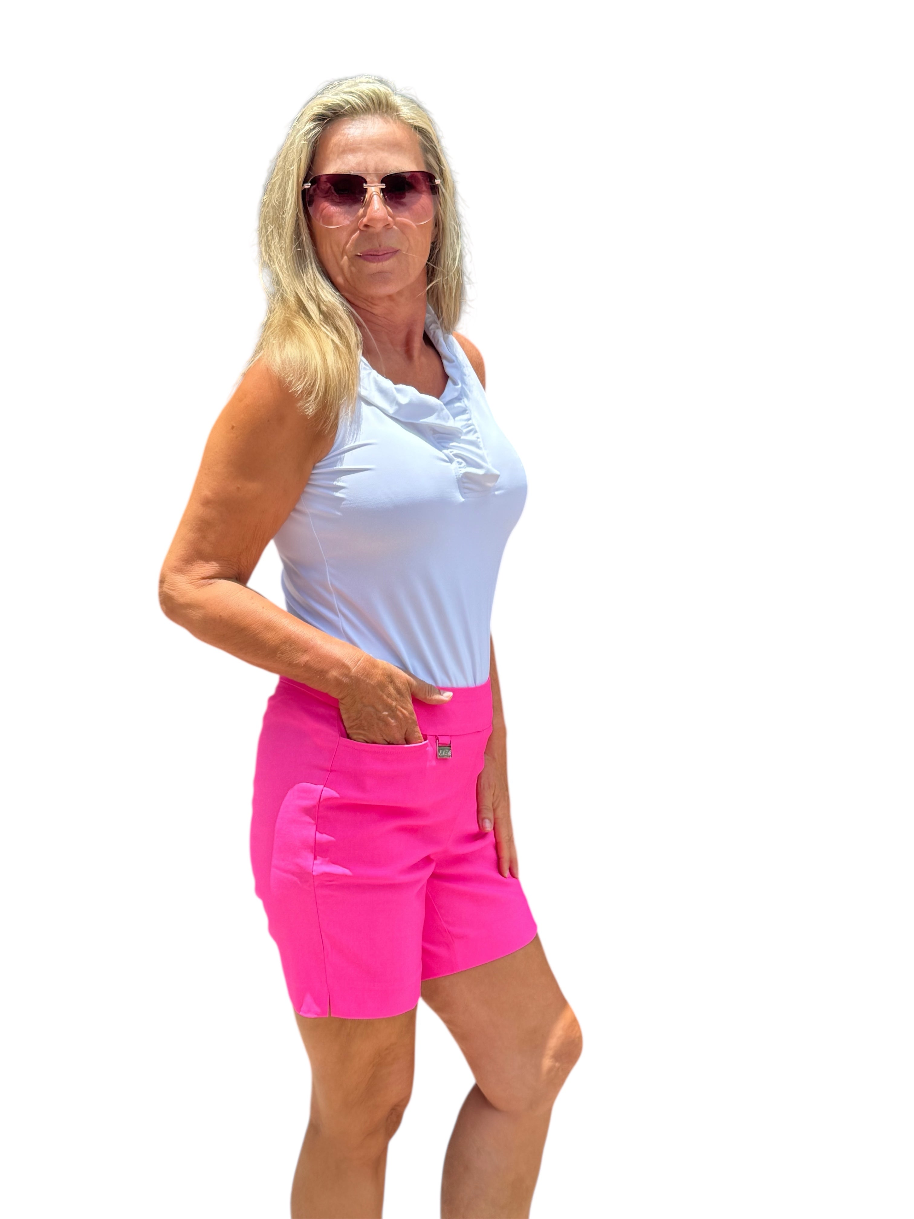 6" Inseam Pull-on Stretch Shorts Bright Hot Pink