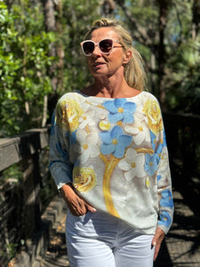Long Sleeve Knit Sweater Spring Bloom - MADE IN ITALY