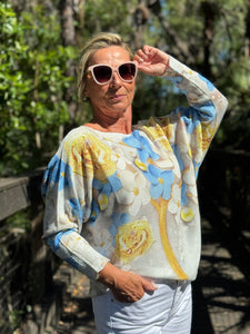 Long Sleeve Knit Sweater Spring Bloom - MADE IN ITALY