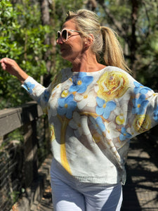 Long Sleeve Knit Sweater Spring Bloom - MADE IN ITALY