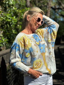 Long Sleeve Knit Sweater Spring Bloom - MADE IN ITALY