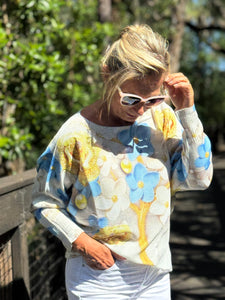 Long Sleeve Knit Sweater Spring Bloom - MADE IN ITALY