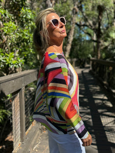 Long Sleeve Knit Sweater Asymmetrical Colorwave - MADE IN ITALY