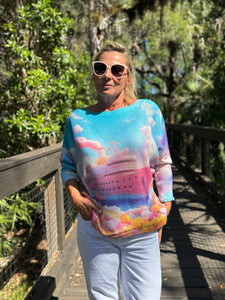 Long Sleeve Knit Sweater Cotton Candy Cruise - MADE IN ITALY