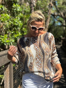 Long Sleeve Knit Sweater Roaring Chains - MADE IN ITALY