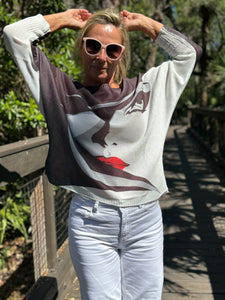 Long Sleeve Knit Sweater Red Lipstick - MADE IN ITALY