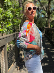 Long Sleeve Knit Sweater Butterfly and Bubbles - MADE IN ITALY