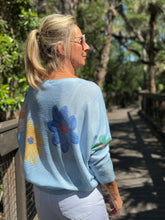 Load image into Gallery viewer, Long Sleeve Knit Sweater Blue Flora - MADE IN ITALY
