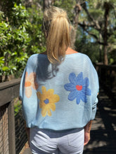 Load image into Gallery viewer, Long Sleeve Knit Sweater Blue Flora - MADE IN ITALY
