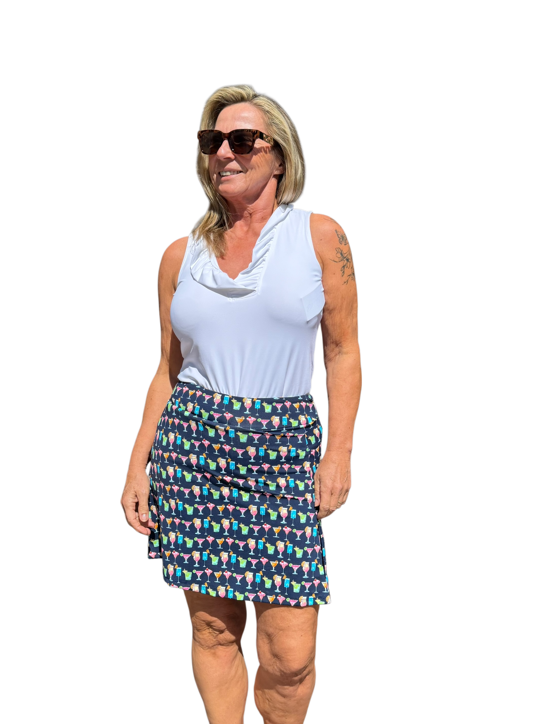 Pull - on Zip Skort with UPF50+ Happy Hour - Back of the Bay Boutique