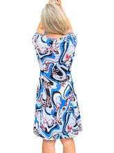 Load image into Gallery viewer, Scoop-Neck Princess Seam Dress 3D Flowers Blue
