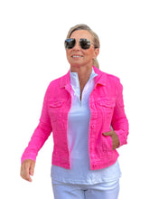 Load image into Gallery viewer, Long-Sleeve Linen Jacket Bright Hot Pink
