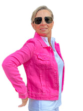 Load image into Gallery viewer, Long-Sleeve Linen Jacket Bright Hot Pink
