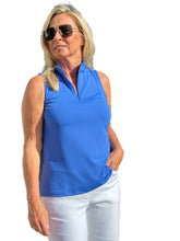 Load image into Gallery viewer, High Zip-Neck Sleeveless Top with UPF50+ Blue
