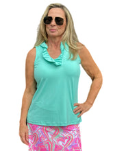 Load image into Gallery viewer, Ruffle-Neck Top with UPF50+ Seafoam

