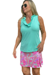 Pull-on Zip Skort with UPF50+ Pink Hearts
